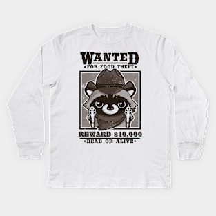 Wanted racoon Kids Long Sleeve T-Shirt